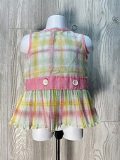 Vintage 60 s 70's Mod toddler dress top pink Plaid Dress Top 2t