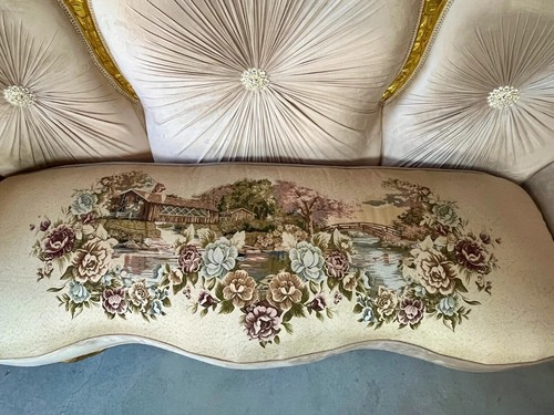 Ensemble canapé beige Louis XV ensemble canapé ancien rococo salon sofa set déco fait main - Photo 9/14