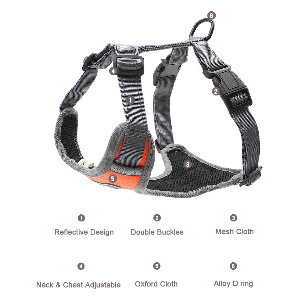 Dog Harness Vest Breathable Dog Training Reflective Nylon Pet Chest Strap New US