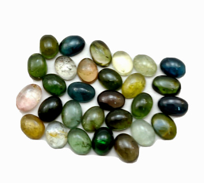 Natural Tourmaline Oval Cabochon Loose Gemstone Lot 26 Pcs 6x8-6x9 MM 37 CT
