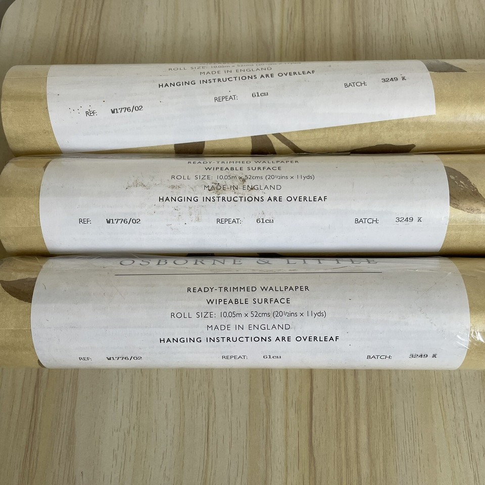 Osborne & Little Wallpaper 3 Rolls Sealed Leaf Design W1776/02 Same