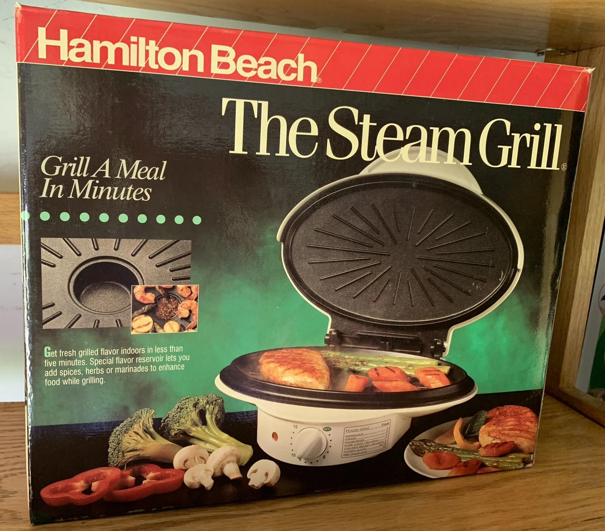 NEW Hamilton Beach Steam Grill 25200 Electric Healthy Food Flavor Reservoir