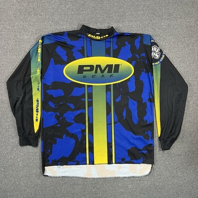 Vêtement Paintball Jersey Maillot Vintage PMI Gear Paintball - Taille XL - Noir/vert Camouflage Années 90/2000 - État Très Bon PMI Gear Années 90