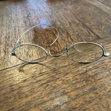 Antique Victorian Age Wire Rim Bifocal Spectacles Circa 1890S Temple Eyeglasses.
