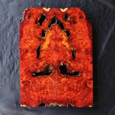 Amboyna Burl Bookmatched Pair 240x320x20mm Highly Figured Live Edge Burl Slabs