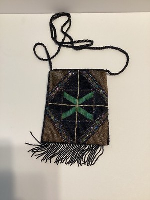 Ermo Small Crossbody Purse Bag Beadedsequin Art Deco Design Fringe