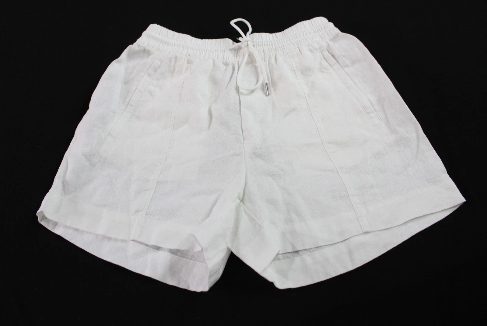 Athleta Women's Retreat Linen Mid Rise Stretch Shorts EJ3 Calla Lily Small NWT