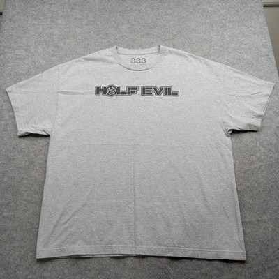 Half Evil 333 Shirt Mens 2XL Gray Black Graphic Tee Streetwear Logo Casual Top