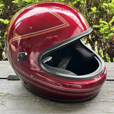 Vintage 1980s Red D.O.T Motorcycle Full Face Helmet Medium - * Missing Shield *