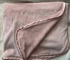 Brookstone NAP Pink Travel Spa Throw Blanket Satin Trim Soft 2Ply 38x63  