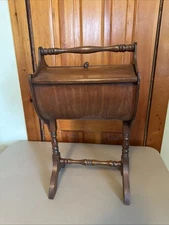 1940’s Vintage Wooden Sewing Box Cabinet Double Hinged Doors Pristine Condition