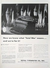 1942 vintage Royal Portable typewriter Print Ad. WWll Era. 