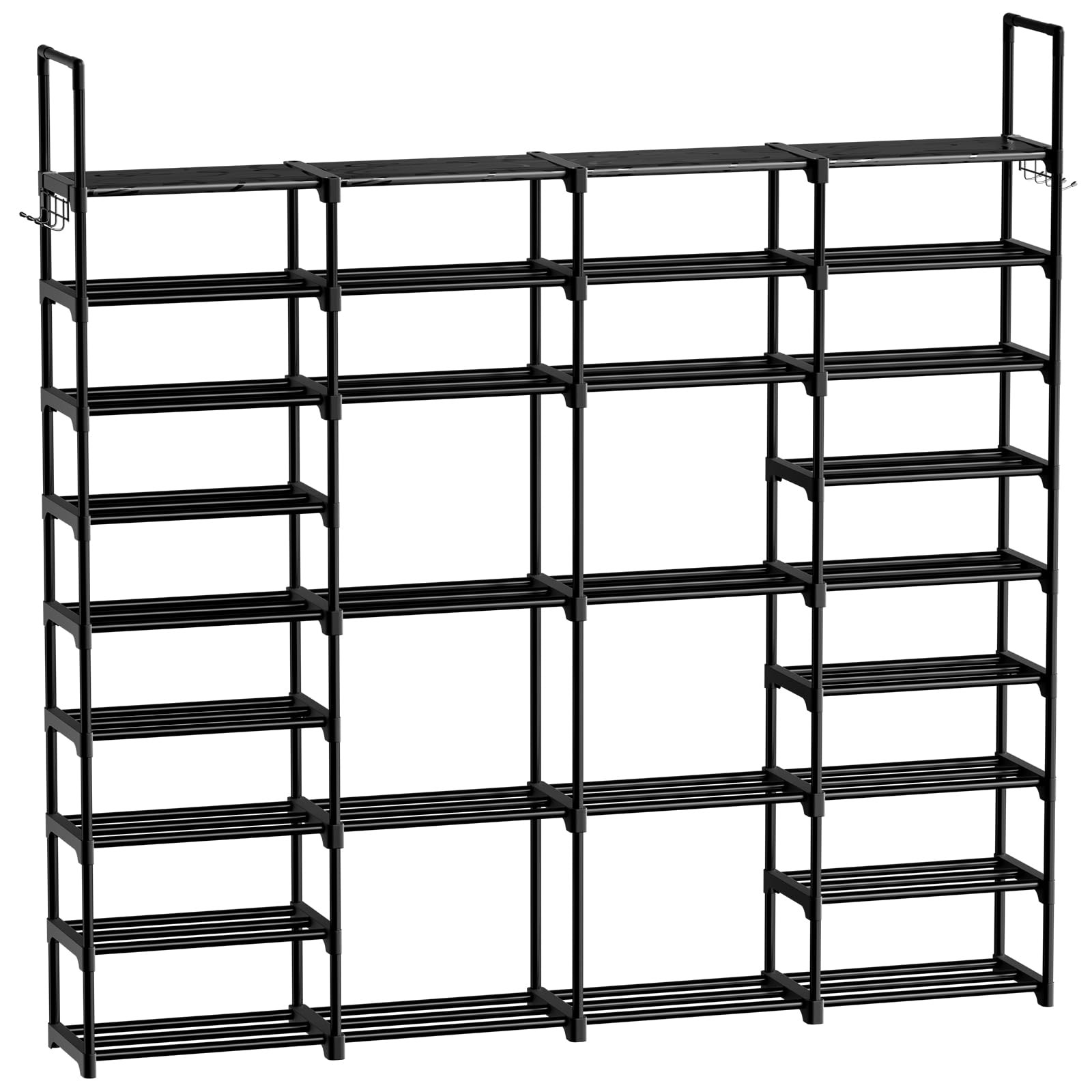 4 Row 9 Tiers Extra Large Shoe Rack 72-80 Pairs Big Tall Metal Shoe Shelf, He...
