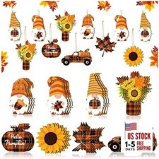 Pcs Fall Ornaments Fall Decorations for Tree Thanksgiving Wooden Gnome 24