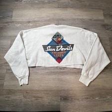 Tuff Sweat ASU Sun Devils Womens XL White Cropped Vintage Sweatshirt USA Made