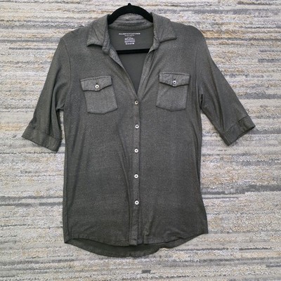 Majestic Filatures S Blouse Deluxe Teeshirt Grey Khaki Soft Touch Short Sleeves