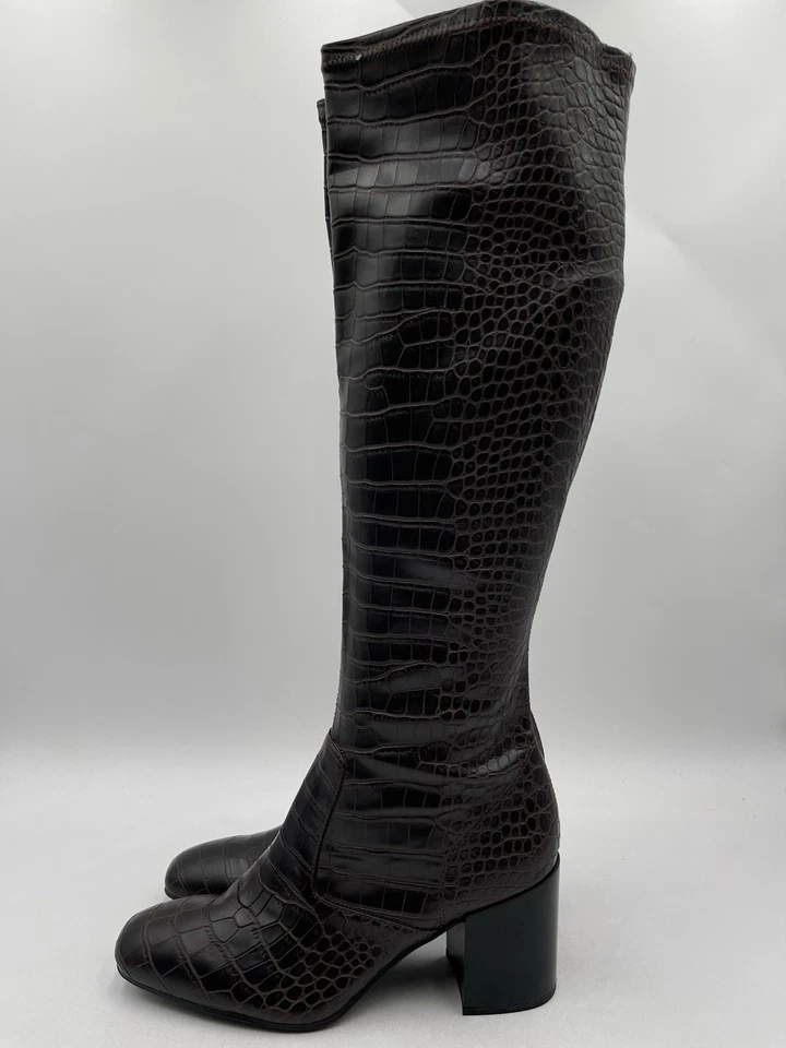 Franco Sarto Women's Talfer Knee High Brown Croc Print Boot Size 9.5M WC - Image 3 of 4