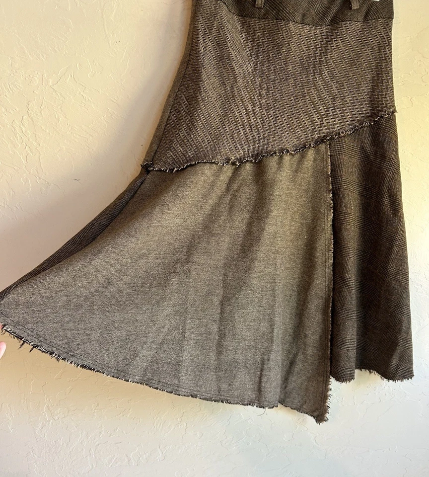 New Look Tweed Asymmetrical Midi Skirt US 4 Equestrian Academia Preppy Old Money - Image 4 of 4