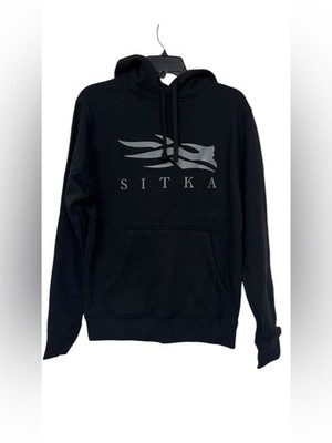 NEW Men's Sitka Icon Pullover Black Logo Hoodie Sweatshirt