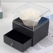 Eternal Flower Acrylic Jewelry Box with Real Rose Necklace
