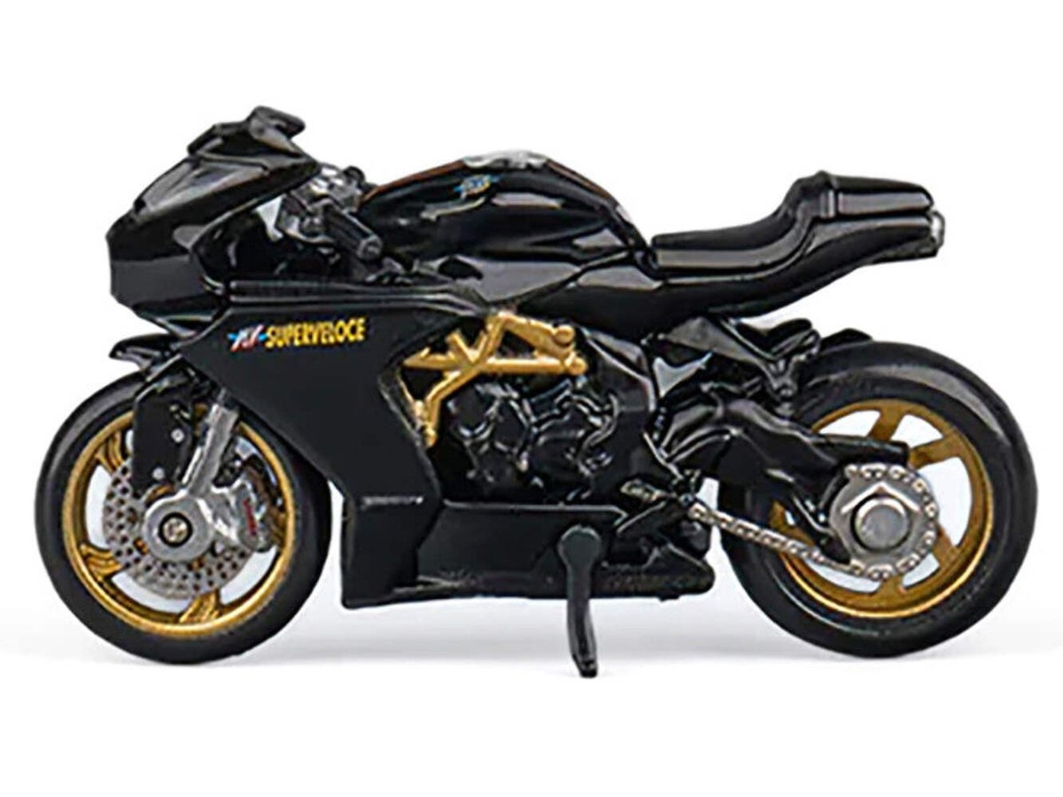 MV Agusta Superveloce 800 Motorcycle Black and Gold with Figure 1