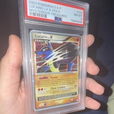 Pokemon PSA 8 2007 Mysterious Treasures Lucario LV.X 122/123 Holo Swirl 🌀 on eBay