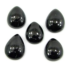 21.10 Ct Natural Black Onyx Loose Gemstone Cabochon 5 Pcs Stone Lot - 29161