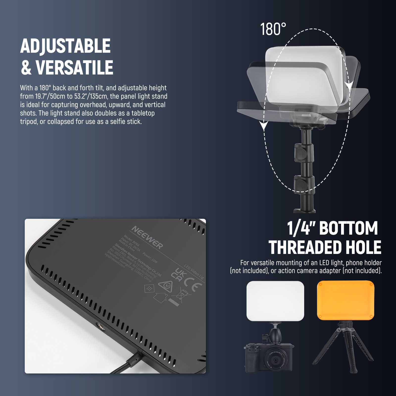 NEEWER Basics BP66D LED Video Light Kit w/Tripod, 3200K-5600K