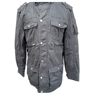 DeFacto Young Mens Black Sherpa Lined Military Field Jacket Utility Parka Size M