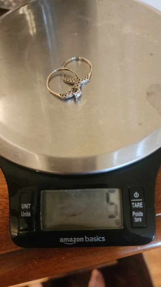 Conjunto de aliança de casamento vintage clássica ouro branco 12k - Imagem 2 de 4