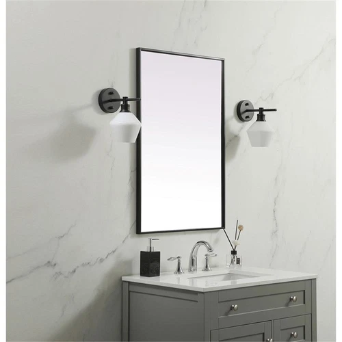 Elegant Decor Eternity Rectangle Modern MDF Wood/Iron Mirror in Black - Picture 9 of 11