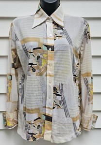 Vintage 1970's Long Hawaiian Floral Lei Shirt Blossoms "Together with L-A-I" Tag