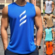 Men Quick Dry Bodybuilding Tank Top Gym Fitness T Shirt Stringer Singlet Vest US