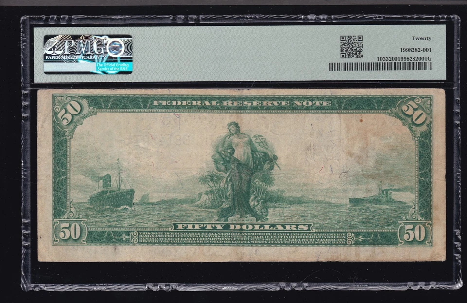 US 1914 $50 FRN Philadelphia District Note FR 1033 Burke/Glass PMG 20 VF (307) - Image 2 of 2