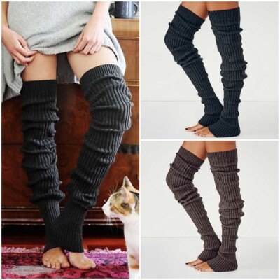 Women Winter Leg Warmers Over Knee Crochet Knit Legging Dance Ballet Long Socks