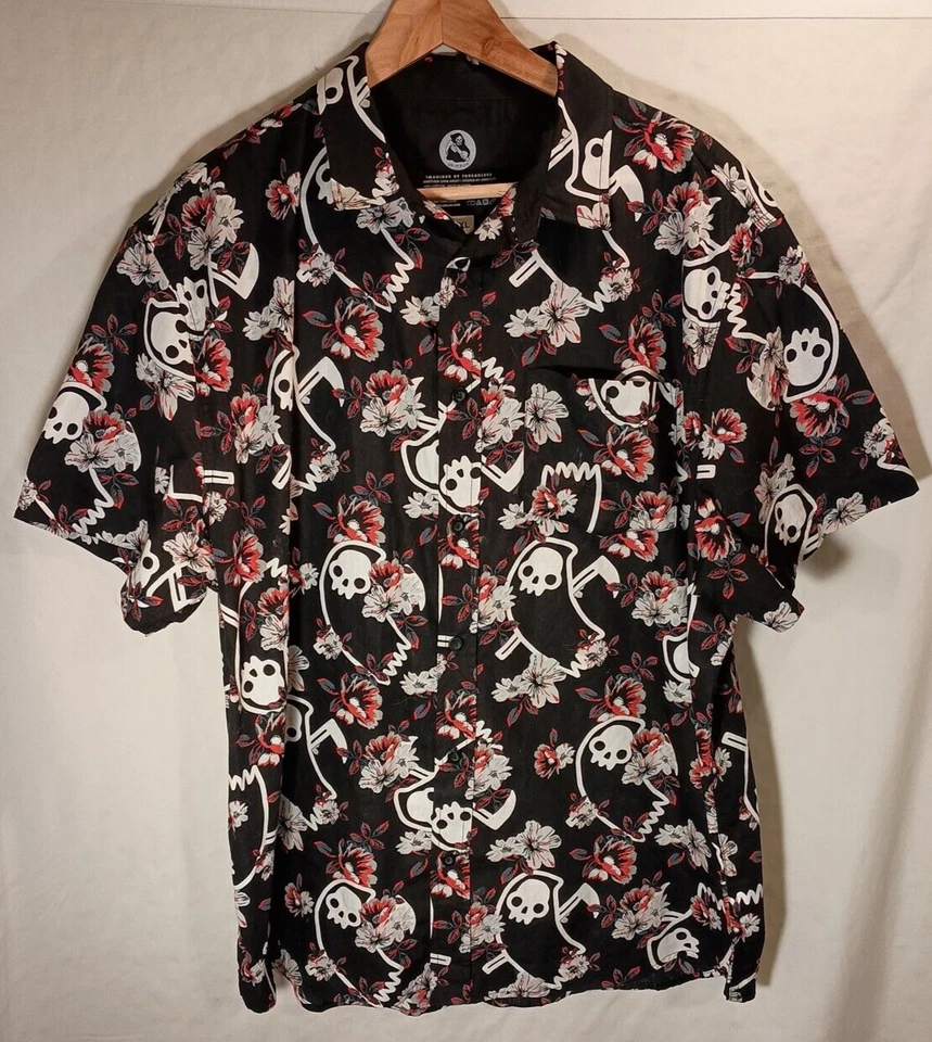 Imagined By Threadless Grim Reaper manga curta botão para cima tamanho XXL - Imagem 2 de 4