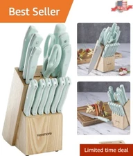 Stainless Steel Cutlery Knife Block Set - Glacier Blue - Ergonomic Handles