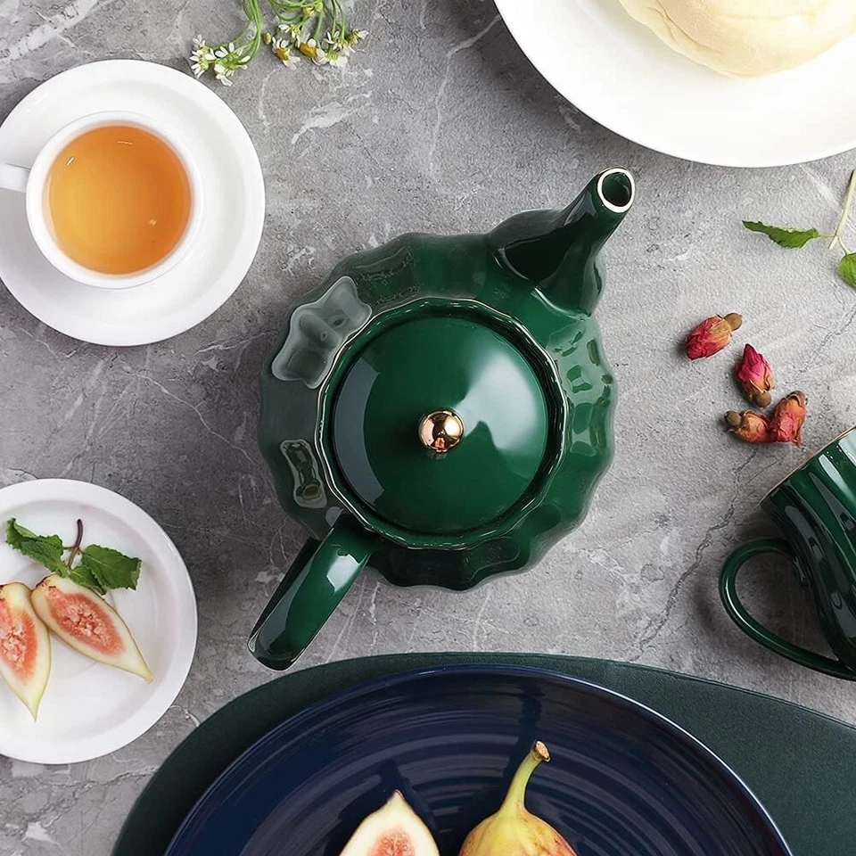 Tetera Royal, Tetera de Cerámica con Infusor Extraíble de Acero Inoxidable, Floración y Foto 3 de 4