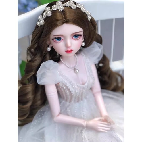 1/3 BJD Doll Girl Face Makeup Eyes Wig Shoes Full Set Princess Dress Handmade - Picture 7 of 9