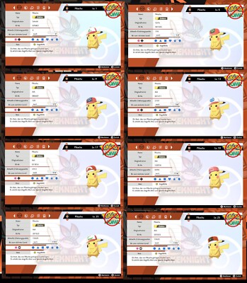 Pikachu Event Set alle 8 nicht glänzenden Ash Cap 6IV  Pokemon Schwert/Schilld