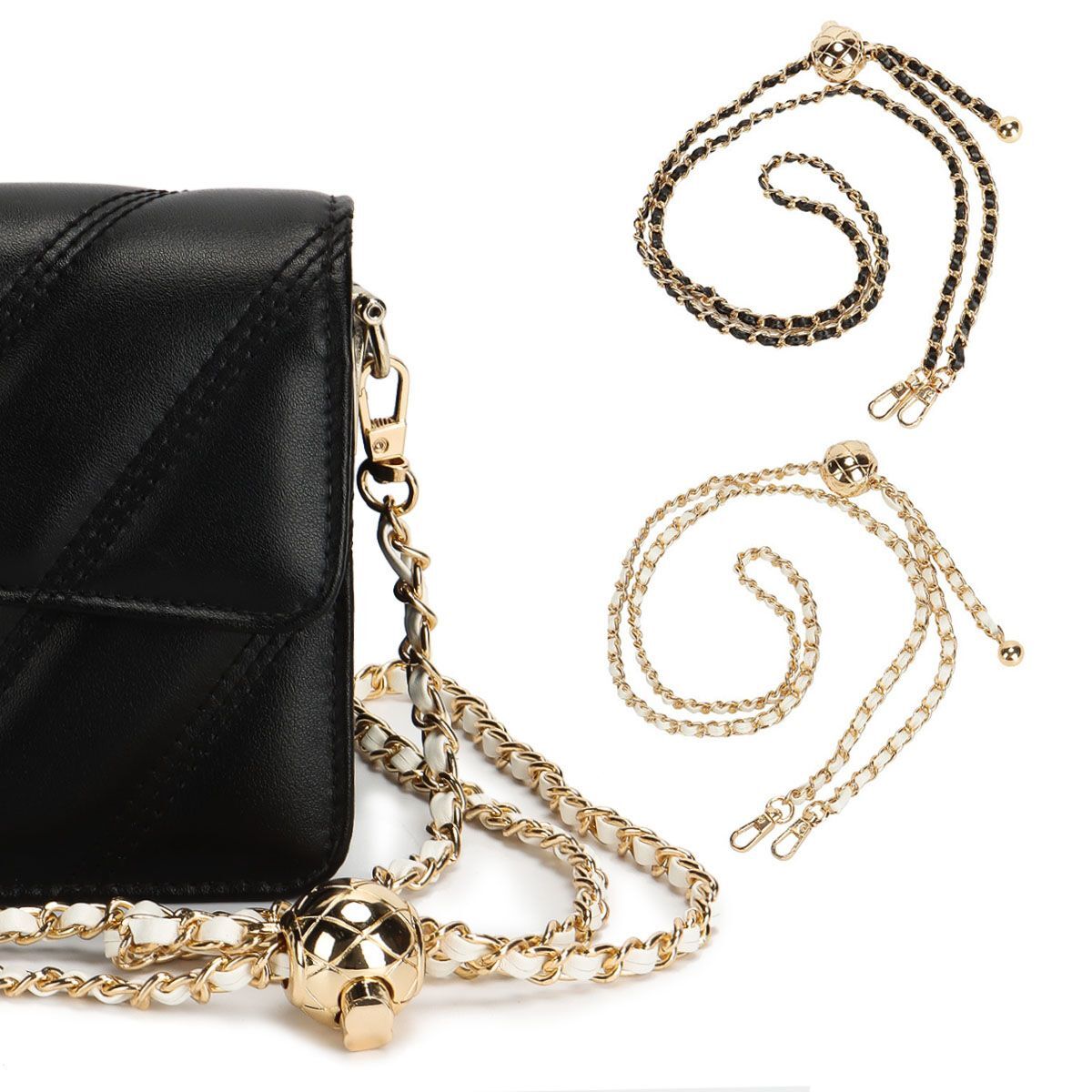 Purse Bag Chain Metal Leather Strap Shoulder Belt Crossbody