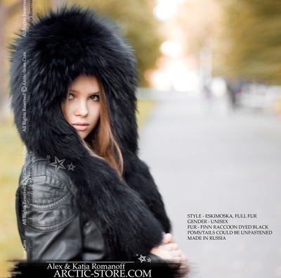 Black Russian Raccoon Fur Hat Eskimo 