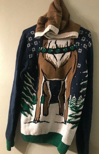 Ugly Christmas Sweater reindeer hooded 