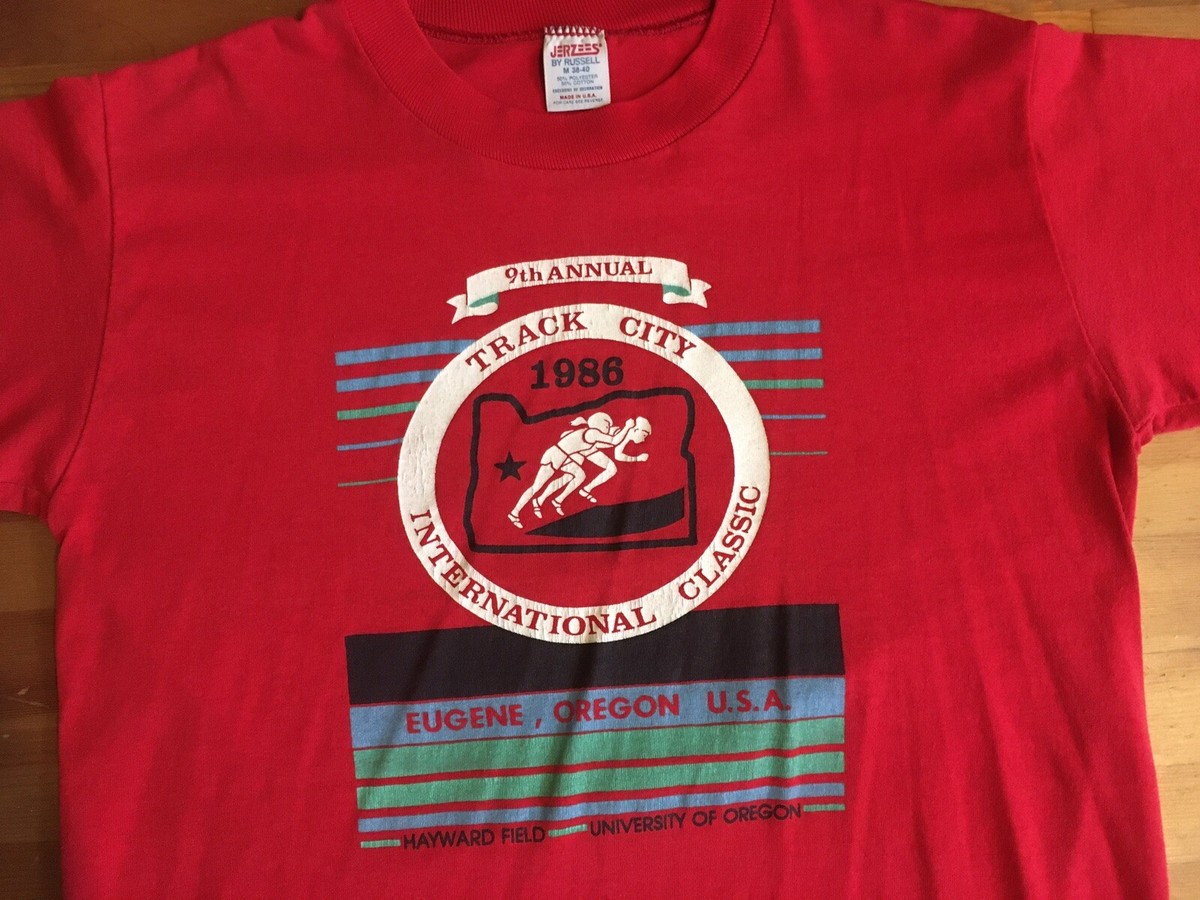 Vintage 1986 Track City Classic University Of Oregon Ducks Shirt Marathon  Run 5k