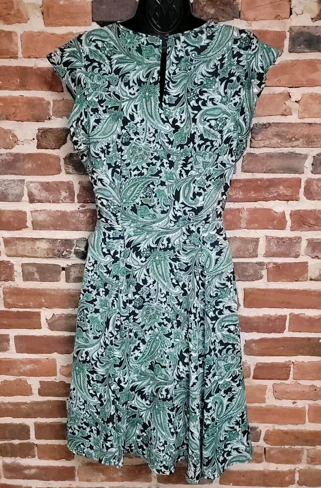 Banana Republic womens green paisley floral print sleveless dress Size 4 - Image 2 of 4