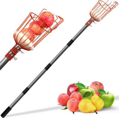 FRUIT PICKER Pole Catcher with Basket for Apple Orange Mango 13ft WALENSEE