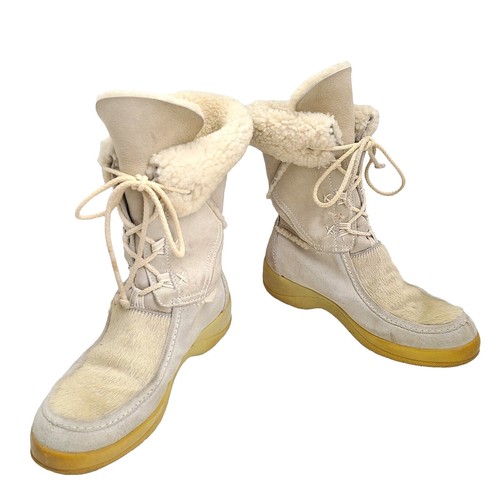 Vintage Tecnica Moon Boots Size 42-44 Beige & Brown Nylon 