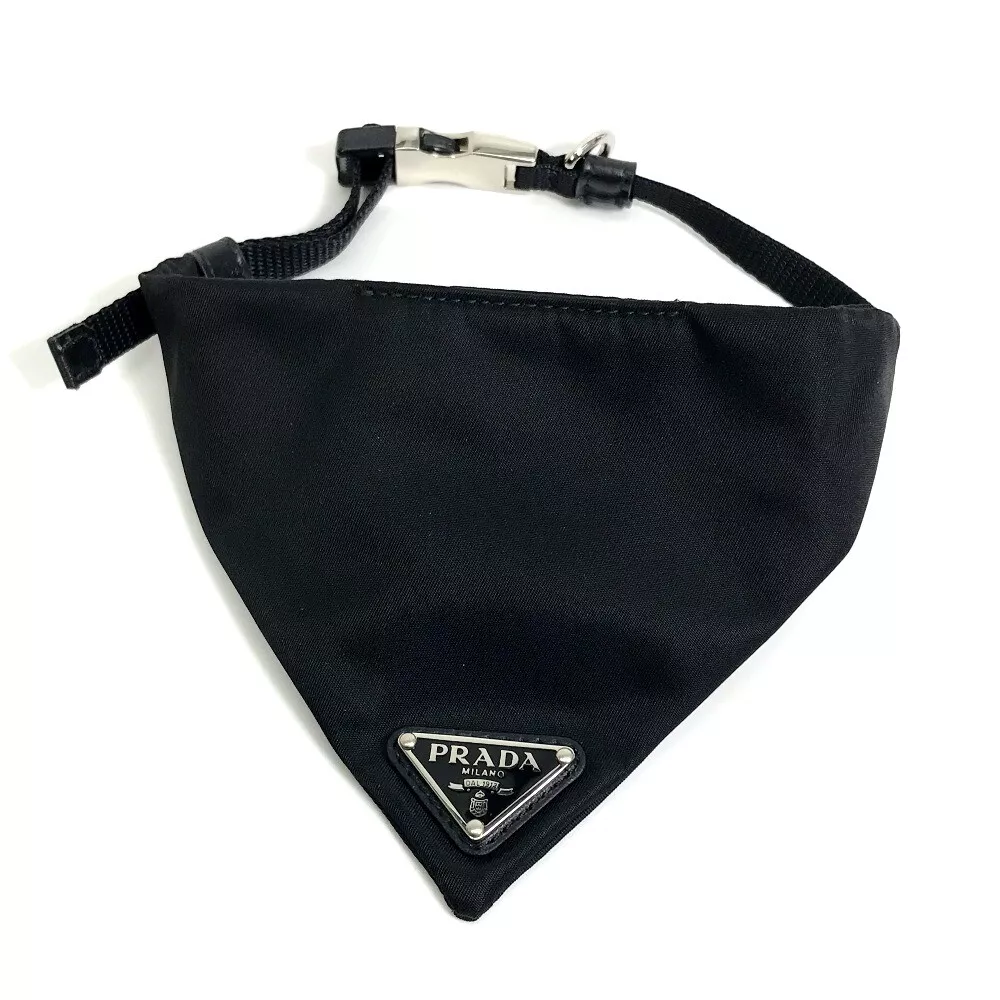 PRADA Logo Plate pet muffler Re-Nylon/Dogwear Scarf Nylon Black