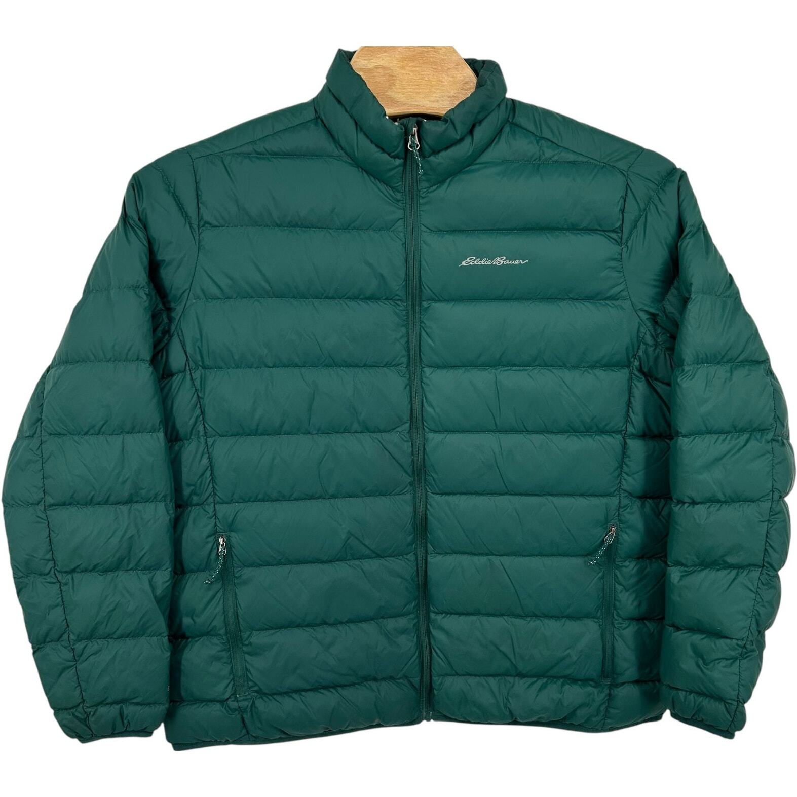 Men's Green Eddie Bauer EB650 Down Puffer Jacket with Funnel Neck Size XL