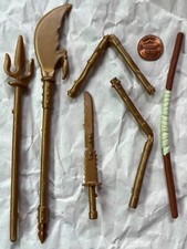 Original weapons Battle Bike TMNT 2004 gold weapon part trident sword staff
